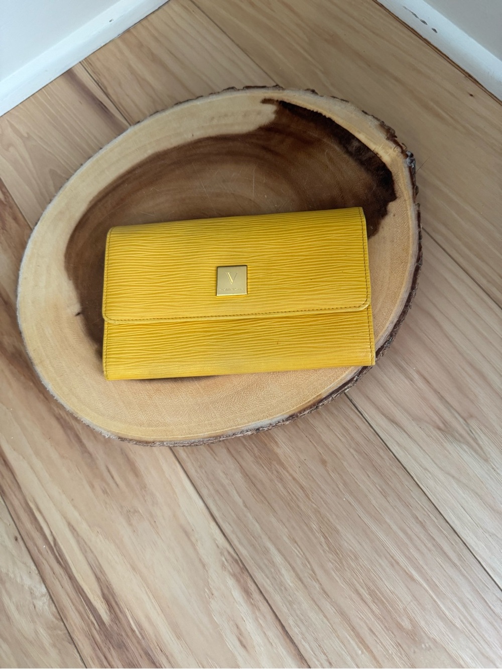 Rudolph Valentino Yellow Textured Wallet Clutch